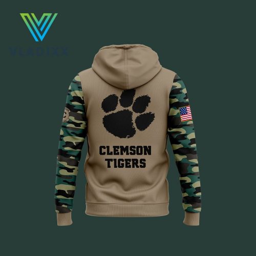 Clemson Tigers Nike Camo 2024 Salute to Service Club Hoodie