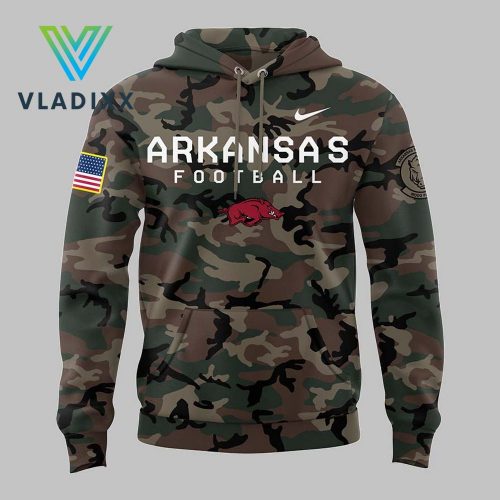 Coach Sam Pittman Arkansas Basketball Veteran Camo Hoodie