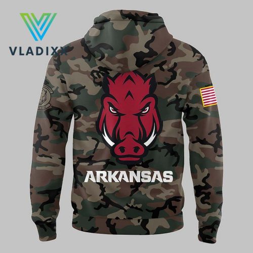 Coach Sam Pittman Arkansas Basketball Veteran Camo Hoodie