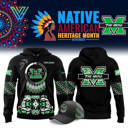 Marshall Thundering Herd 2024 Native American Heritage Month Hoodie, Cap