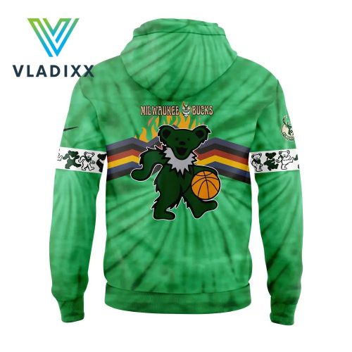 Milwaukee Bucks x Grateful Dead Night Hoodie Pants Cap