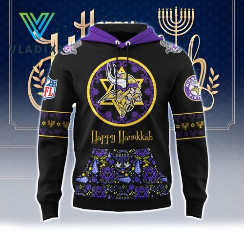 Minnesota Vikings Happy Hanukkah Holiday 2024 Hoodie