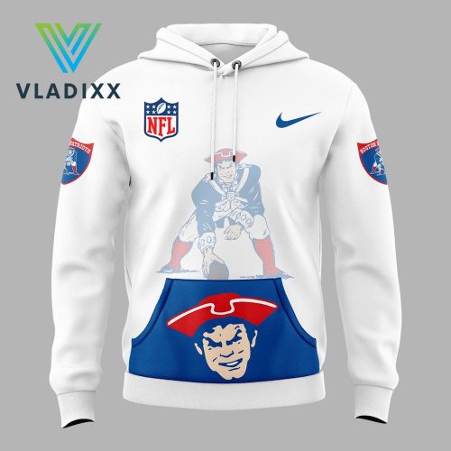 New England Patriots Nike White Throwback Hoodie