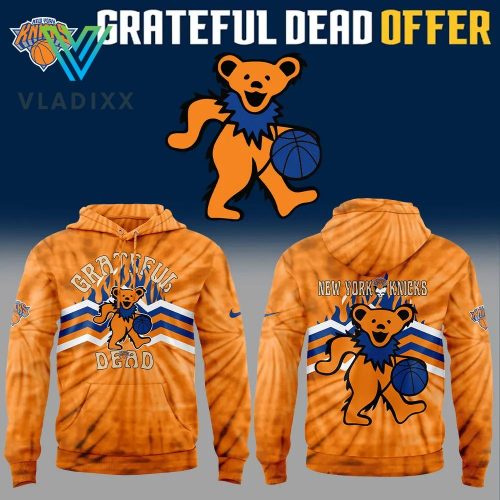 New York Knicks Grateful Dead Night Orange Hoodie, Pants, Cap