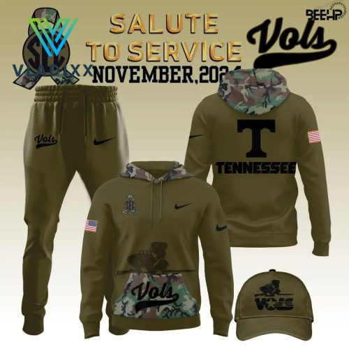 Tennessee Volunteers Camo 2024 Salute to Service Hoodie, Pants, Cap