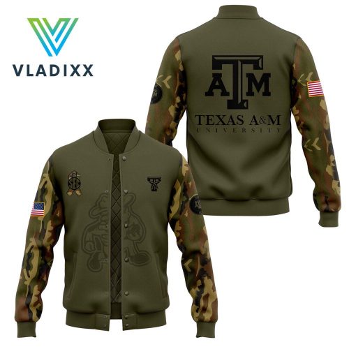 Texas A&M Aggies Camo 2024 Salute to Service Club Baseball Jacket