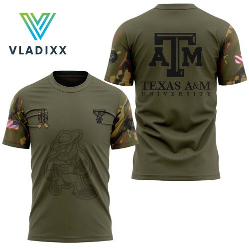 Texas A&M Aggies Camo 2024 Salute to Service Club Shirt