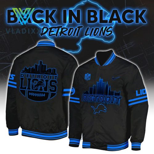 Detroit Lions NFL Back In Black 2024 Baseball Jacket