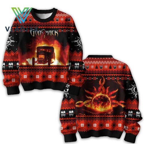 Gods Mack Fire Christmas Black And Red 3D Sweater