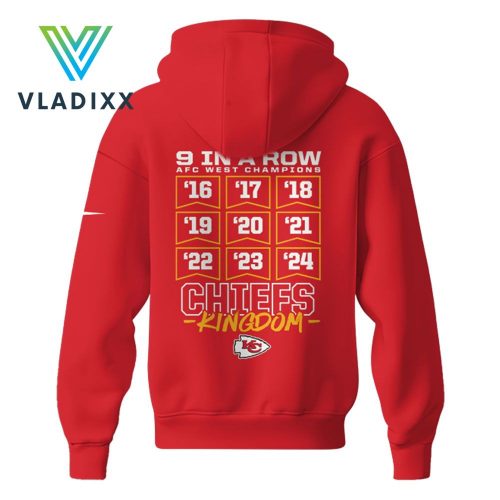 Kansas City Chiefs 2024 AFC West Champions Red Hoodie Set