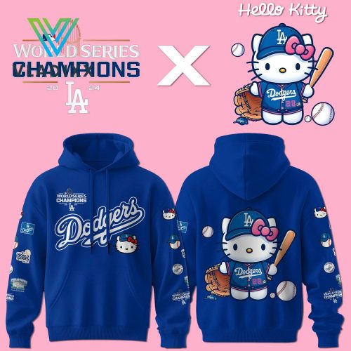 Los Angeles Dodgers 2024 Hello Kitty Limited Blue Hoodie