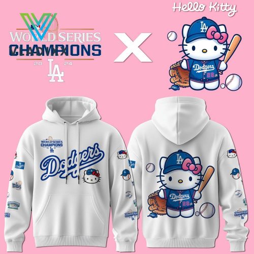 Los Angeles Dodgers 2024 Hello Kitty Limited White Hoodie