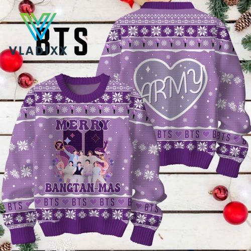 Merry Bangtan-Mas Purple Christmas Sweater