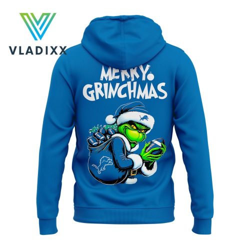 Merry Grinchmas Detroit Lions Blue Hoodie, Pants, Cap