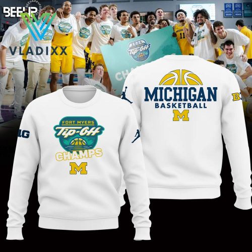 Michigan Wolverines Basketball Fort Myers Tip-Off Champions White Sweater