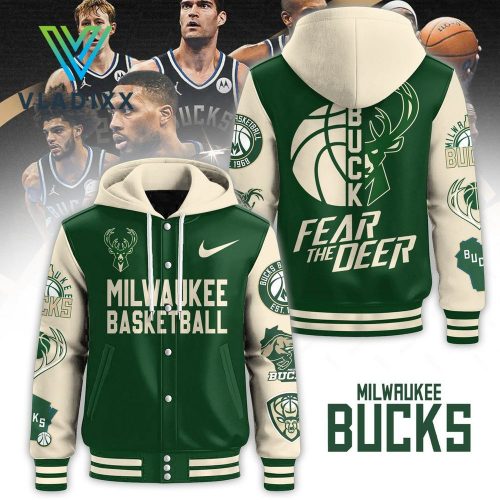 Milwaukee Bucks 2024 NBA Green Hooded Baseball Jacket