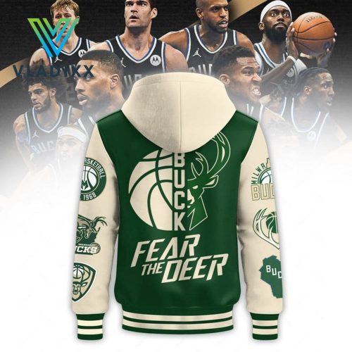 Milwaukee Bucks 2024 NBA Green Hooded Baseball Jacket