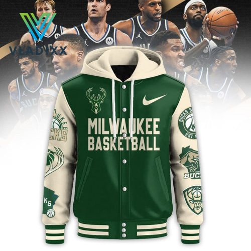 Milwaukee Bucks 2024 NBA Green Hooded Baseball Jacket