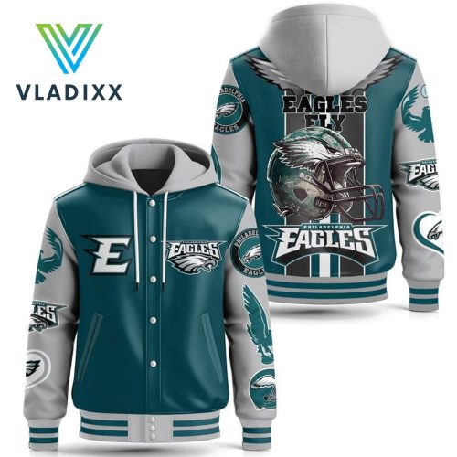 NFL Philadelphia Eagles Green Hooded Baseball Jacket