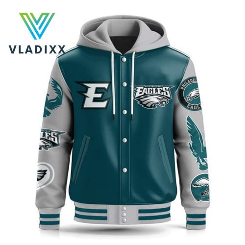 NFL Philadelphia Eagles Green Hooded Baseball Jacket