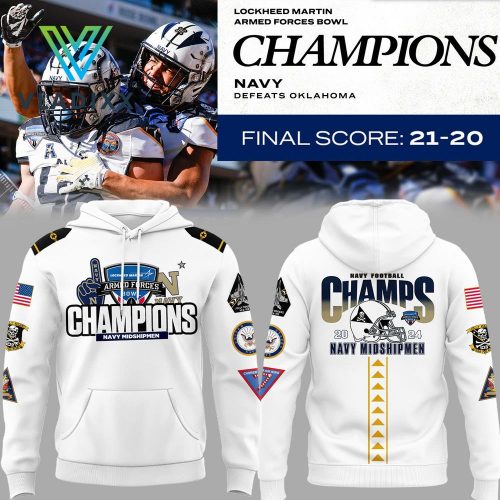 Navy Midshipmen Armed Forces Bowl White Hoodie, Pants, Cap