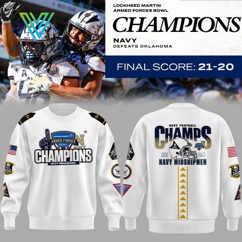 Navy Midshipmen Armed Forces Bowl White Sweatshirt