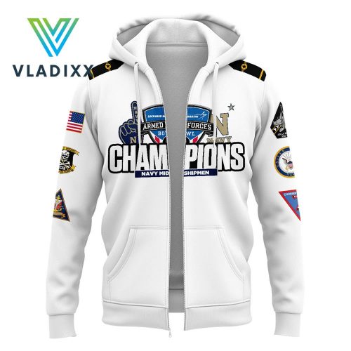 Navy Midshipmen Armed Forces Bowl White Zip Hoodie