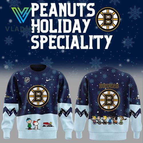 New Boston Bruins Peanuts & Snoopy Christmas Dark Blue Sweatshirt