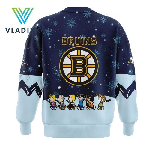 New Boston Bruins Peanuts Snoopy Christmas Dark Blue Sweatshirt