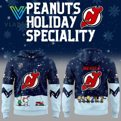 New Jersey Devils Peanuts & Snoopy Christmas Dark Blue Hoodie, Pants, Cap