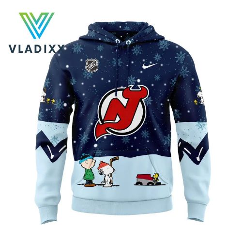 New Jersey Devils Peanuts & Snoopy Christmas Dark Blue Hoodie, Pants, Cap