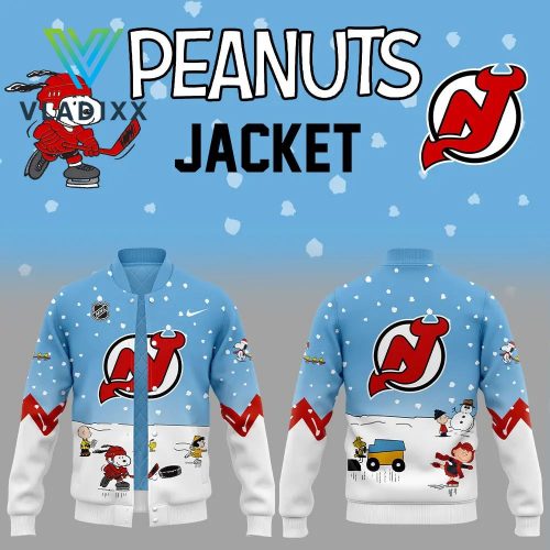 New Jersey Devils Peanuts & Snoopy Light Blue Baseball Jacket