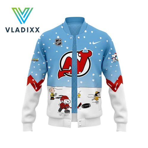 New Jersey Devils Peanuts & Snoopy Light Blue Baseball Jacket