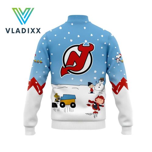 New Jersey Devils Peanuts Snoopy Light Blue Baseball Jacket