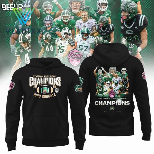 Ohio Bobcats 2024 Cure Bowl Champions Black Hoodie