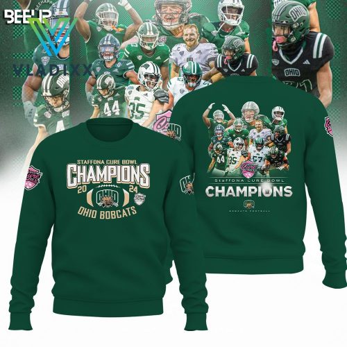 Ohio Bobcats 2024 Cure Bowl Champions Green Sweatshirt