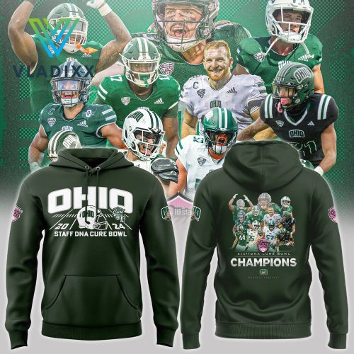 Ohio Bobcats 2024 Cure Bowl Champions Special Green Hoodie