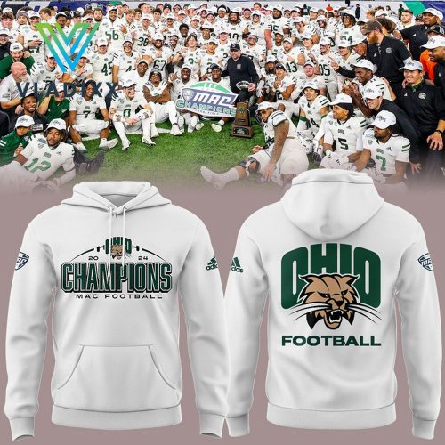 Ohio Bobcats Football 2024 White Hoodie, Pants, Cap