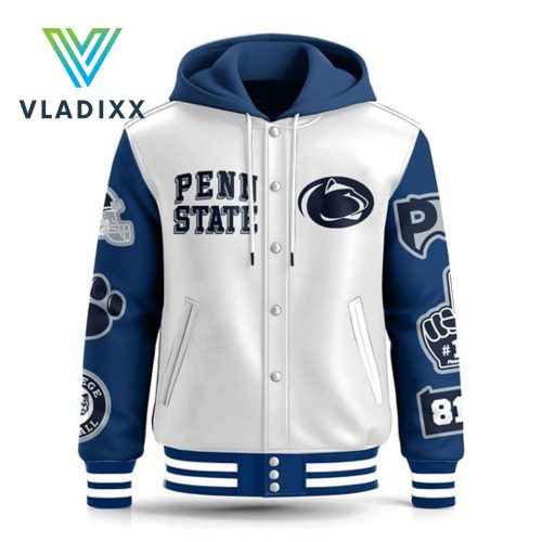 Penn State Nittany Lions Football Hooded Baseball Jacket