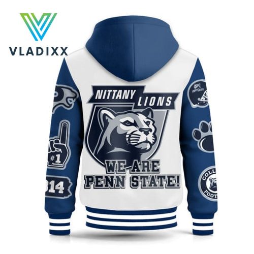 Penn State Nittany Lions Football Hooded Baseball Jacket