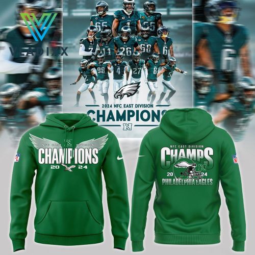 Philadelphia Eagles 2024 NFC EAST Division Champions Green Hoodie