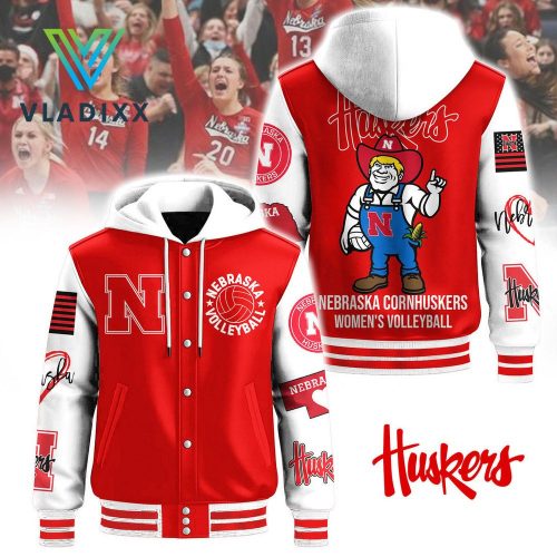 Volleyball Womens Nebraska Cornhuskers Red Hooded Baseball Jacket