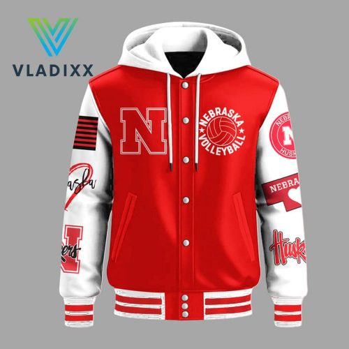 Volleyball Womens Nebraska Cornhuskers Red Hooded Baseball Jacket