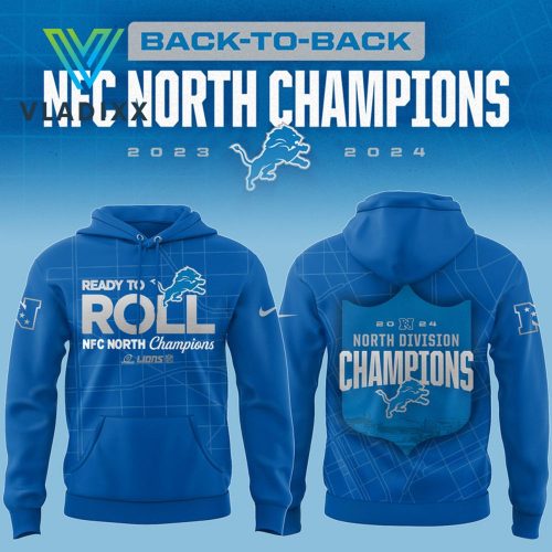 Detroit Lions NFC North Division Champions 2024 Blue Hoodie, Cap