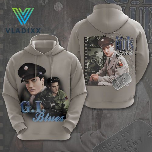 Elvis G.I. Blues Music 3D Apparel Brown Hoodie