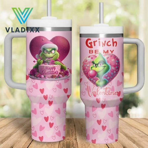 Grinch Be My Valentine Pink Tumbler