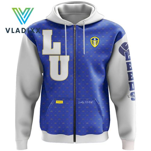 New Leeds United FC 3D Blue Zip Hoodie