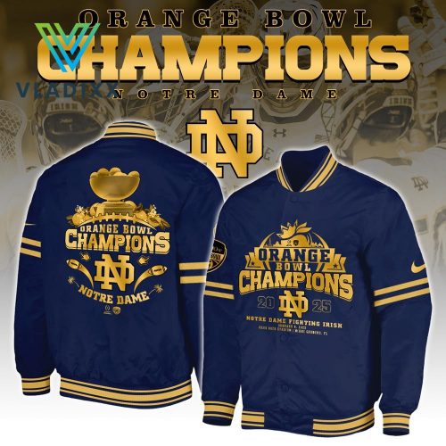 Notre Dame Fighting Irish NCAA Orange Bowl Champions Blue Baseball Jacket