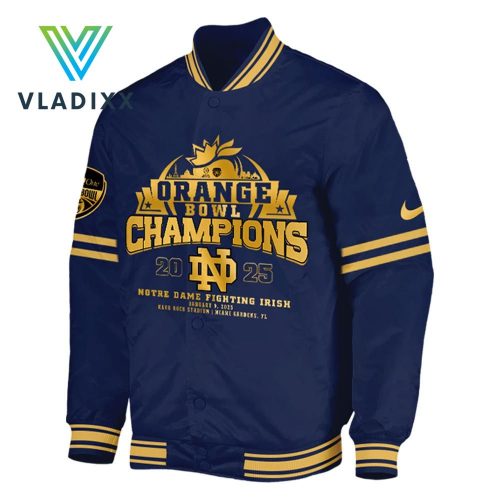 Notre Dame Fighting Irish NCAA Orange Bowl Champions Blue Baseball Jacket