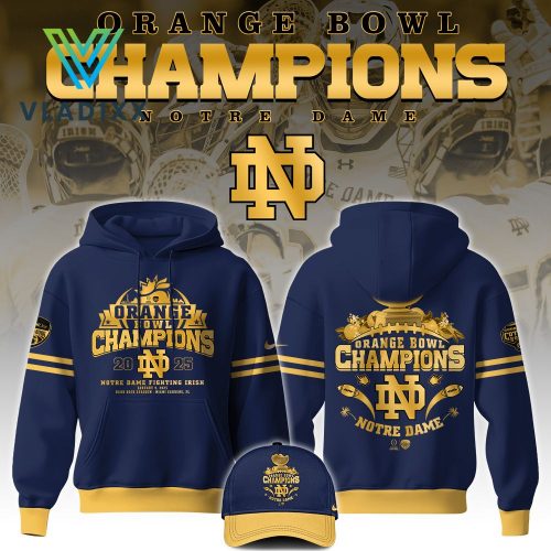 Notre Dame Fighting Irish NCAA Orange Bowl Champions Blue Hoodie Set